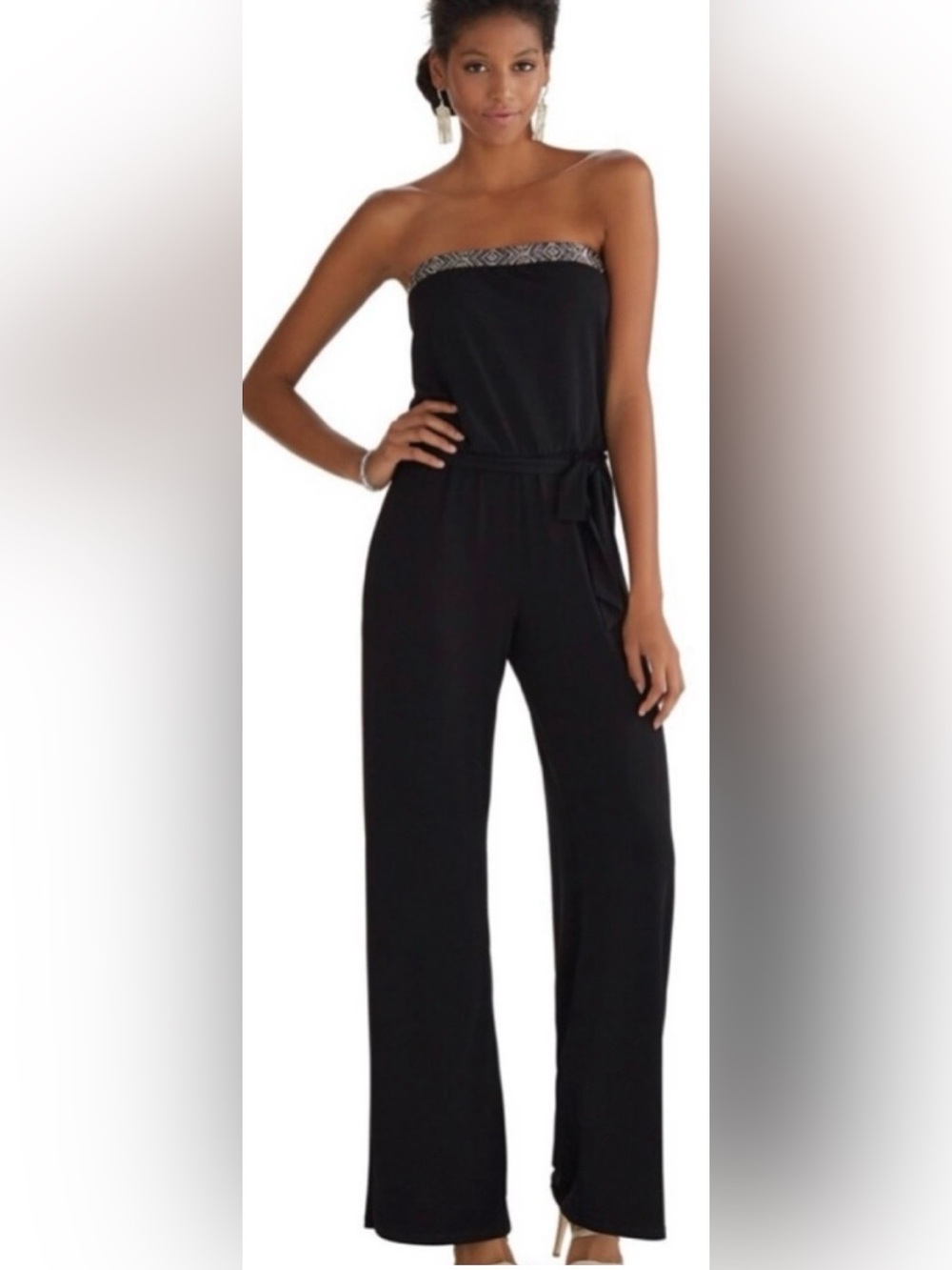 White House Black Market Embellished strapless jumpsuit Sz 12
